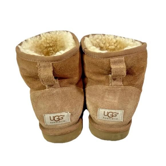 UGG Classic Ankle Boots Women's 9 Mini Kimono Shearling Suede in Chestnut #3060 - Picture 4 of 7